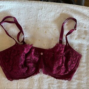 Victoria's Secret Dream Angel " Wicked" Deep Red (Burgundy) Lace Bra